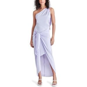 Steve Madden Satin Pastel Lilac Whitney One-Shoulder Draped Dress S NWT